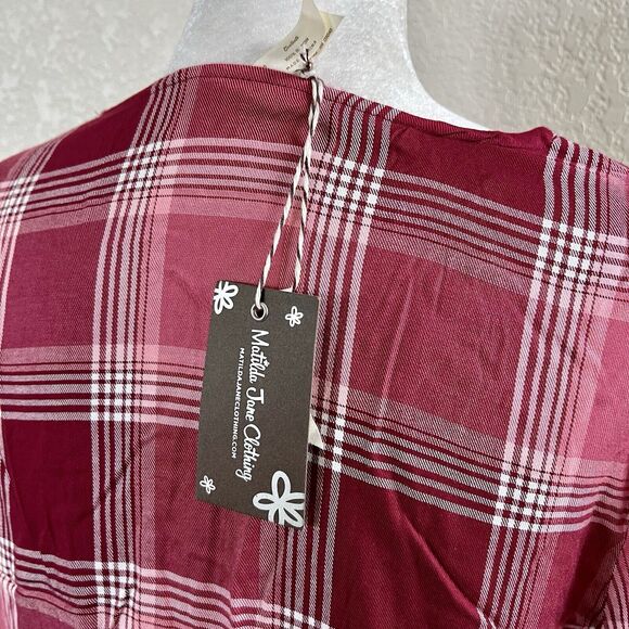 Matilda Jane You & Me Brushed Flannel Red Plaid Dress Midi Sz Med Heart To Heart - Picture 6 of 10